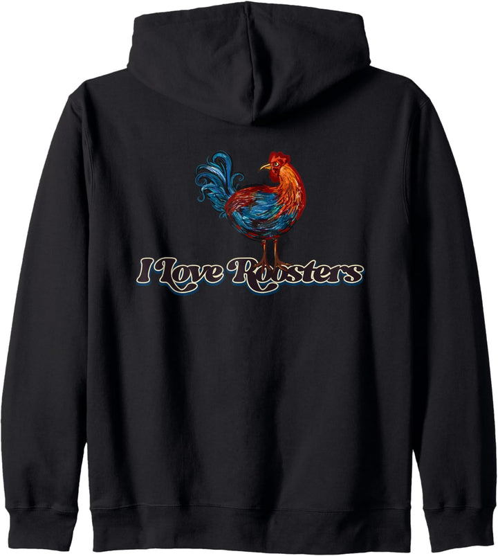 I Love Roosters Chicken Ich liebe Hähne Hühnerstall Kapuzenjacke