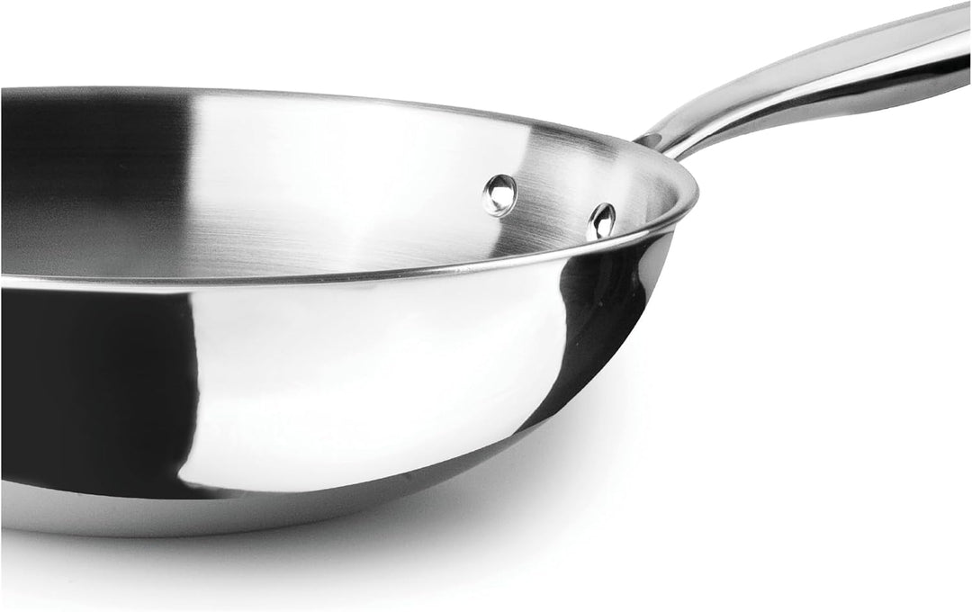 IBILI Triply Natural Wok 30 cm, Edelstahl, induktionsgeeignet, ohne Antihaftbeschichtung