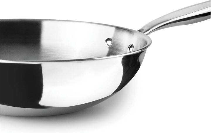 IBILI Triply Natural Wok 30 cm, Edelstahl, induktionsgeeignet, ohne Antihaftbeschichtung