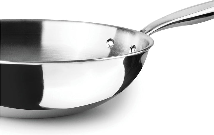 IBILI Triply Natural Wok 20 cm, Edelstahl, induktionsgeeignet, ohne Antihaftbeschichtung, 20 cm