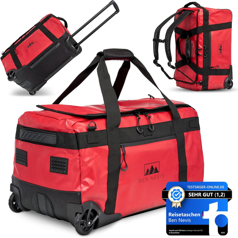 BEN NEVIS Reisetasche mit Rollen – 3in1 Tasche, Trolley + Rucksack [Gross 80L - 3,4kg] Travel Bag Re