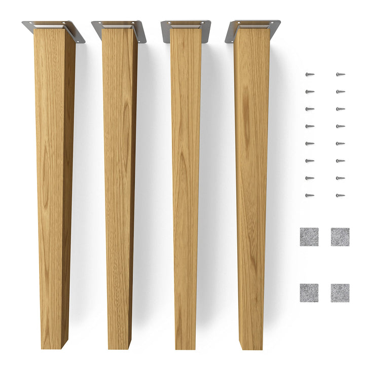 Sossai® Holz-Tischbeine - Clif Square | Öl-Finish | Höhe: 45 cm | HMF3 | eckig, konisch (gerade Ausf