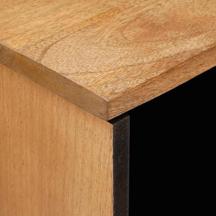 Homgoday Sideboard Hellbraun aus Massivholz Mango 33,5 x 80 x 75 cm, 2 Türen, für Wohnzimmer und mod