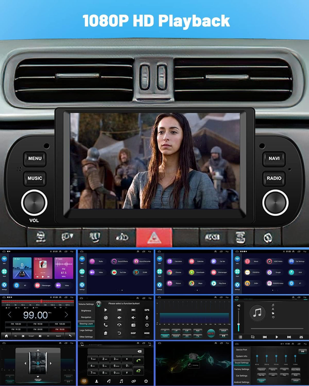Hikity Android Autoradio für FIAT Panda 2013-2020 mit Wireless Carplay Android Auto, 6,2" Touchscree