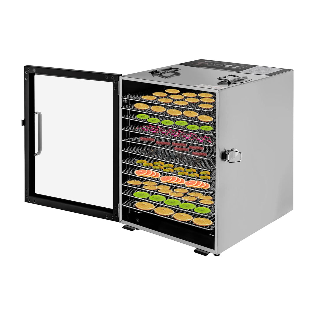Dörrautomat Edelstahl Premium Lebensmittel Dehydrator mit 12 Einlegefächer, Lebensmitteltrockner 35-