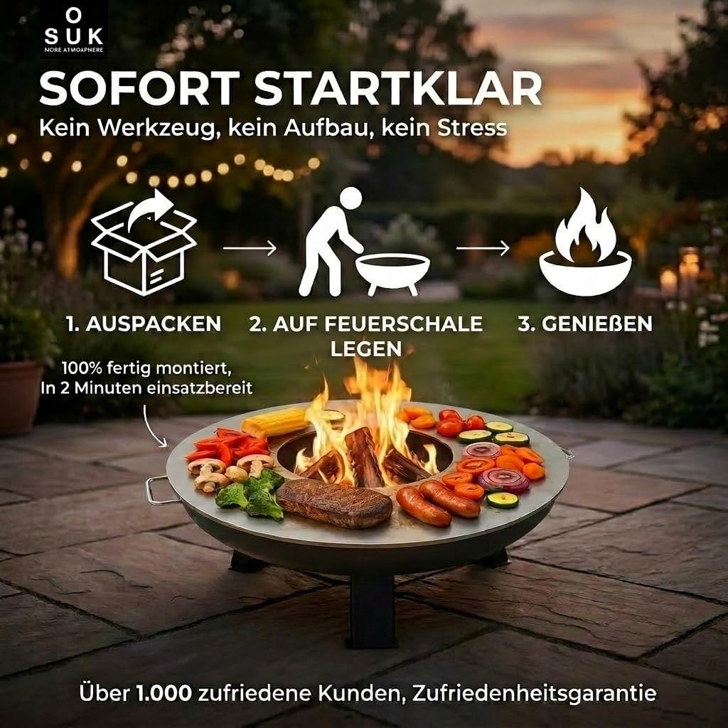 Feuerplatte Plancha Feuerring aus Edelstahl 4mm, Grillplatte passend für Feuertonne 100 cm (Lieferun