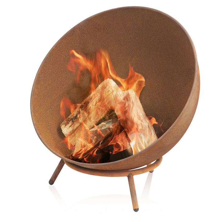 BBQ-Toro Feuerschale Ø 60 cm | Rostoptik | Kippbare Feuerstelle mit Dreibein Gestell | 3in1 Feuerkug