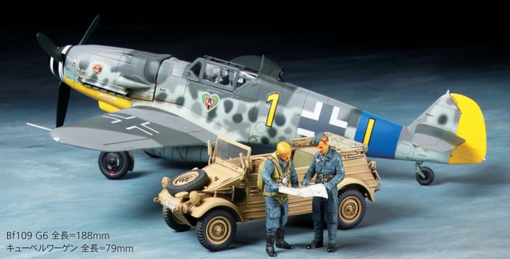 TAMIYA 25204 1:48 Dt. BF109 G-6 &amp; Kübelwagen 82 - Modellbausatz,Plastikbausatz, Bausatz zum Zusammen