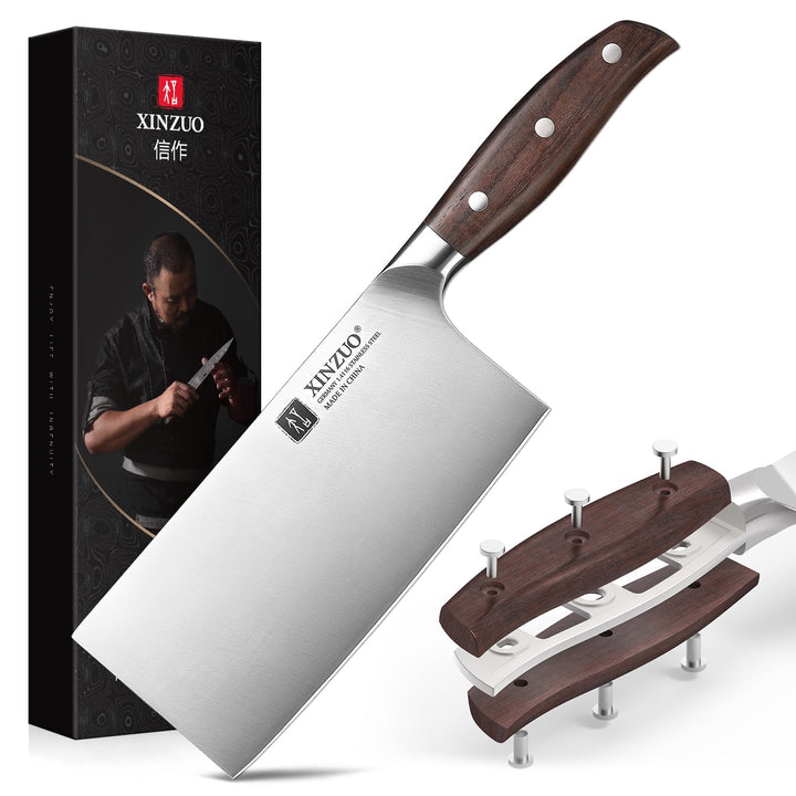 XINZUO Deutschem 1.4116 Edelstahl 17.5cm Hackmesser,Profi Hackbeil Scharfe Klinge Chinesisches Kochm