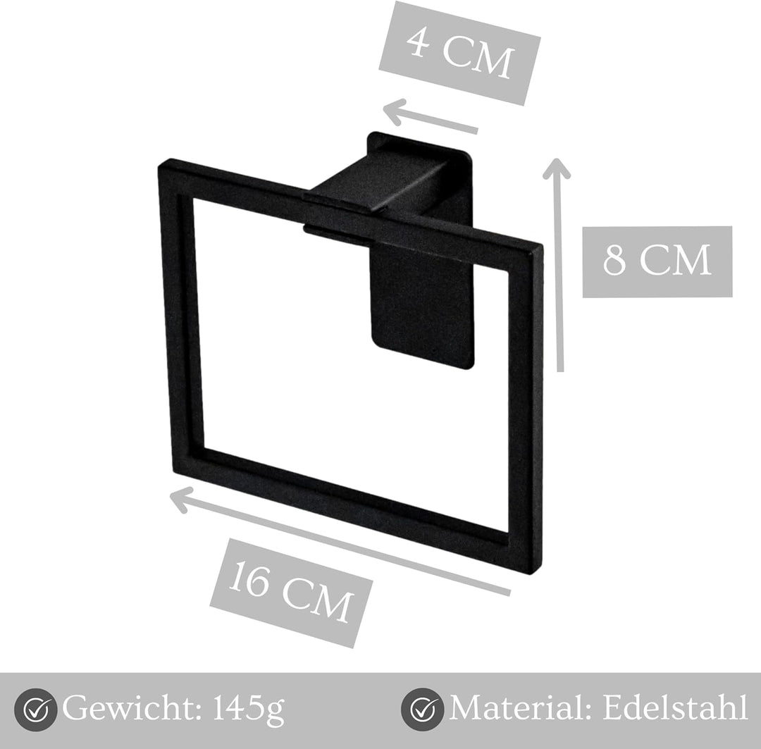 Premium Edelstahl Handtuchring ohne Bohren selbstklebend inkl. Spezialkleber (extrem sicherer Halt)