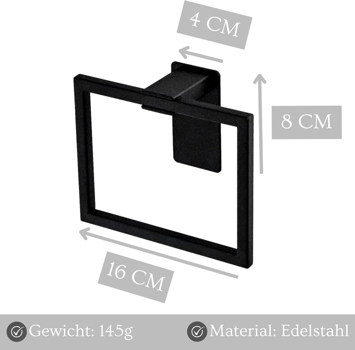 Premium Edelstahl Handtuchring ohne Bohren selbstklebend inkl. Spezialkleber (extrem sicherer Halt)