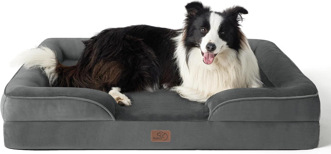 BEDSURE orthopädisches Hundebett Ergonomisches Hundesofa - 89x63 cm Hundecouch mit eierförmiger Kist