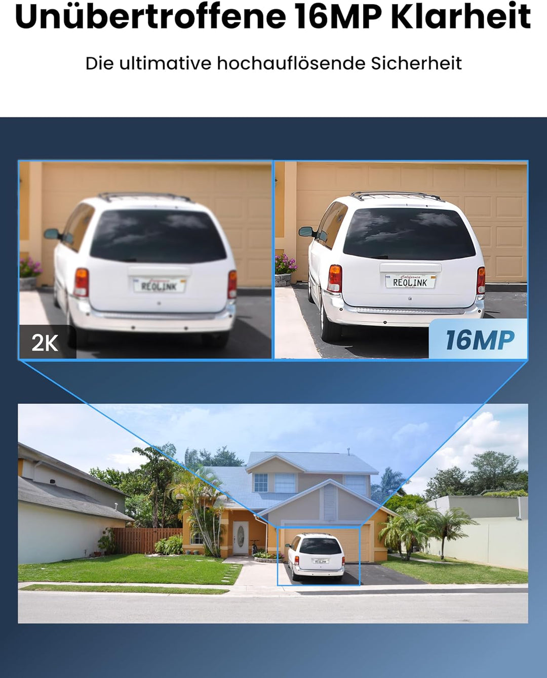 Reolink 16MP Wi-Fi 6 Überwachungskamera Aussen WLAN mit 180° Panoramablick, Bewegungsspur, 30m Farbn