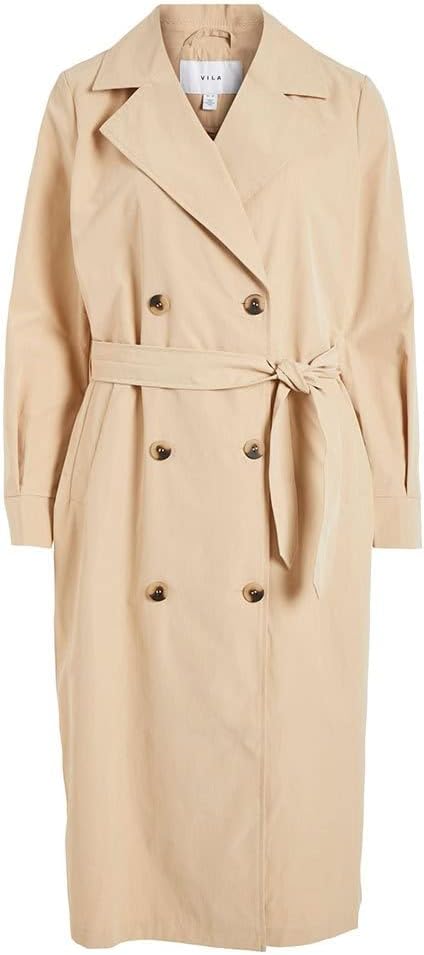 Vila Damen Vimersin Long Trenchcoat-Noos Mantel 38 Sesame, 38 Sesame