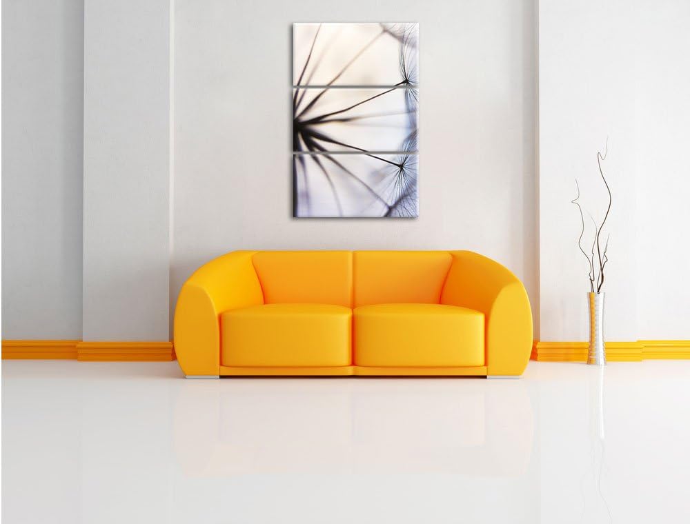 Pixxprint Weisse Pusteblumen als Leinwandbild | Grösse: 3 Teilig (120x80) | Wandbild| Kunstdruck | f