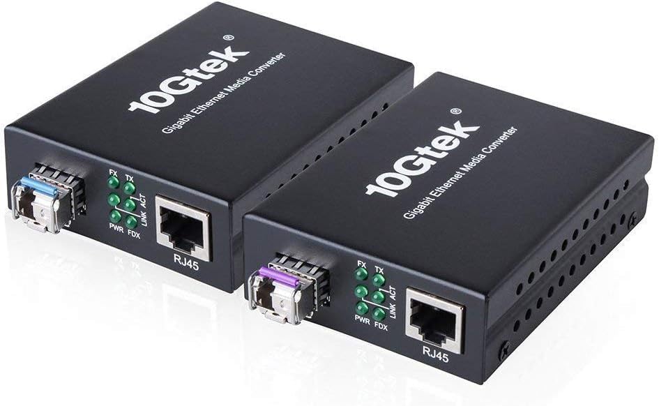 H!Fiber.com EIN Paar Bidi Gigabit Ethernet Medienkonverter, 1.25G SFP zu RJ45 Glasfaser zu Kupfer, E