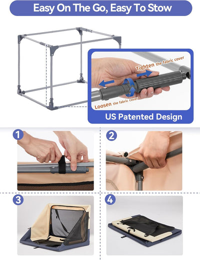 A 4 Pet Hundebox Faltbar für Mittelgrossen Hunde Hundetransporttasche,Auto Hundebox (L, Blau) L Blau