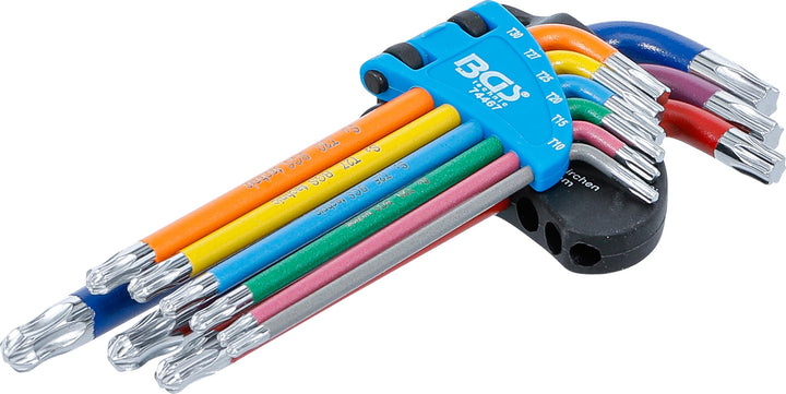 BGS 74467 | Winkelschlüssel-Satz | Multicolour | T-Profil (für Torx) mit Kugelkopf T10 - T50 | 9-tlg