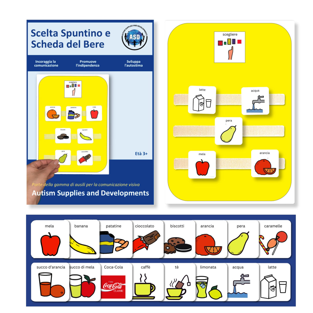 Autism Supplies And Developments Snack- und Getränke Auswahlboard (Italienisch), Italienisch