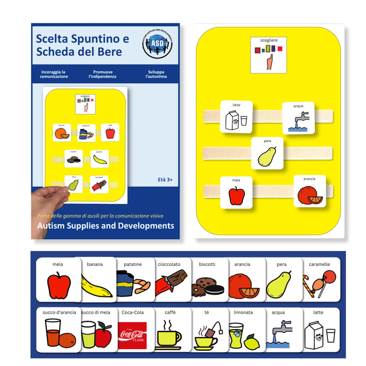 Autism Supplies And Developments Snack- und Getränke Auswahlboard (Italienisch), Italienisch