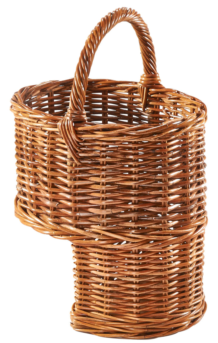 Kobolo Treppenkorb Korb Henkelkorb aus Rattan geflochten - lacak - mit Henkel Braun, Braun
