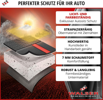 WALSER Premium Sitzauflage Auto Kimi, Sitzschoner Auto schwarz/gelb, Vergleichssieger* Auto Sitzaufl