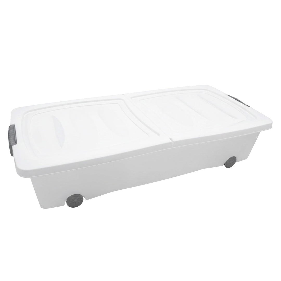 Spetebo Unterbettkommode mit Rollen - 80 x 40 x 17 cm / 40 Liter - Farbe: weiss - Aufbewahrungsbox B