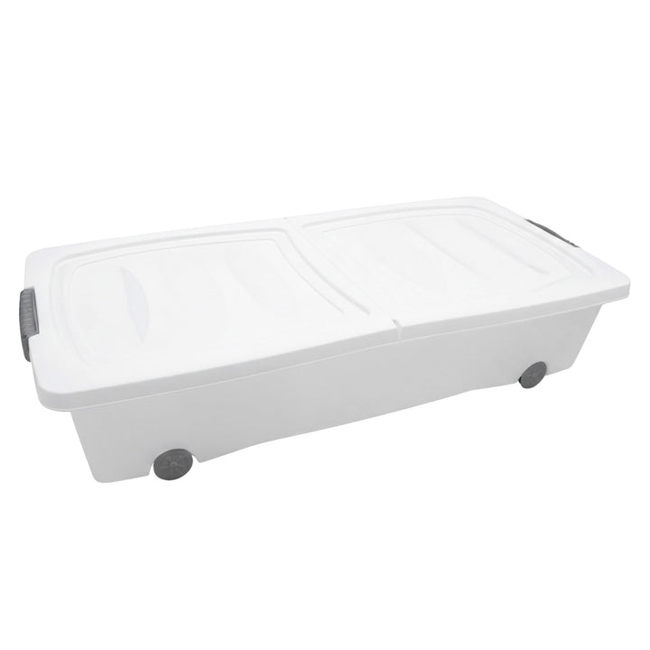 Spetebo Unterbettkommode mit Rollen - 80 x 40 x 17 cm / 40 Liter - Farbe: weiss - Aufbewahrungsbox B