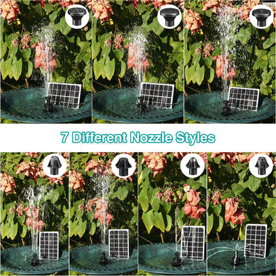 SZMP Solar Springbrunnen für aussen 2023 Upgraded,3.5W Solar Teichpumpe mit 8 DIY Effekte,16.4ft Net
