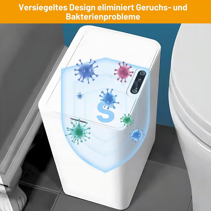 15L Badezimmer Mülleimer mit Deckel,Automatischer Sensor Mülleimer aus Kunststoff,IPX5 Wasserdichter