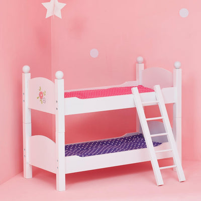 Etagenbett Puppenbett aus Holz Puppenzubehör Puppen-Möbel Olivias World TD-0095A Weiss, Weiss
