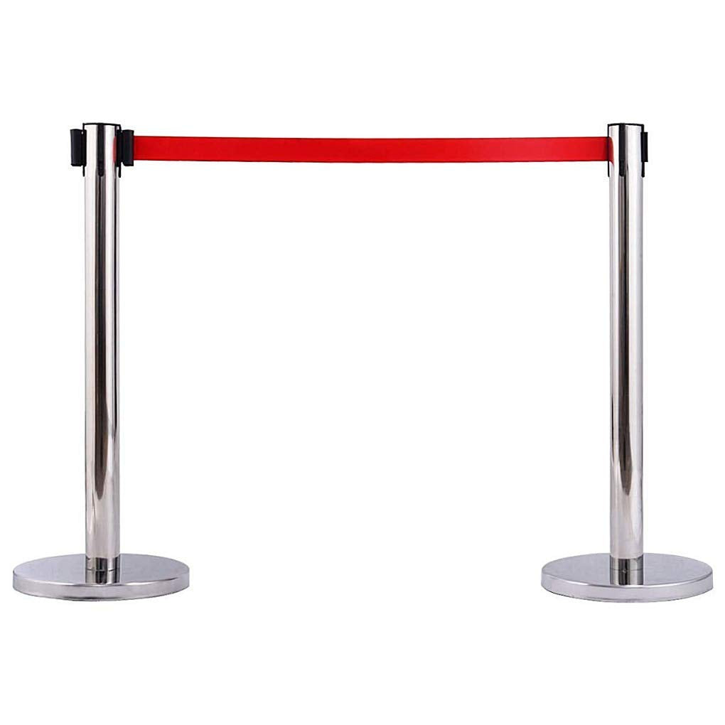 2-Stück-Set FLEXIBARRIER Personenleitsystem Absperrständer Krom -ECOLINE- 2m Gurtlänge *rot*, Absper