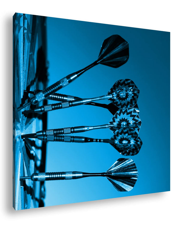 deyoli Darts auf Einer Dartscheibe Format: 70x70 Effekt: Monocrome Blau als Leinwandbild, Motiv fert