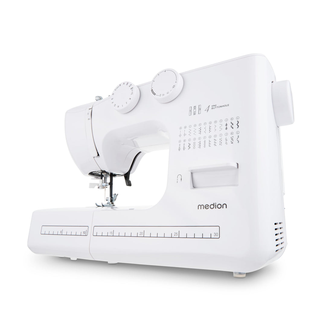 MEDION Freiarm-Nähmaschine SM60 (60 Watt, 60 verschiedene Stichmuster mit Knopflöchern, LED Nählicht