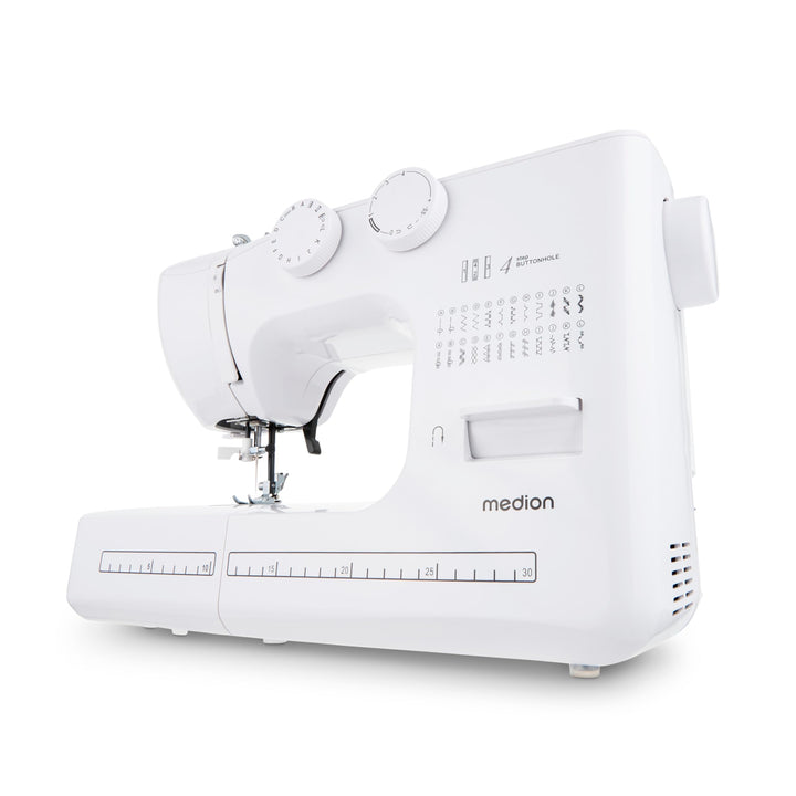 MEDION Freiarm-Nähmaschine SM60 (60 Watt, 60 verschiedene Stichmuster mit Knopflöchern, LED Nählicht