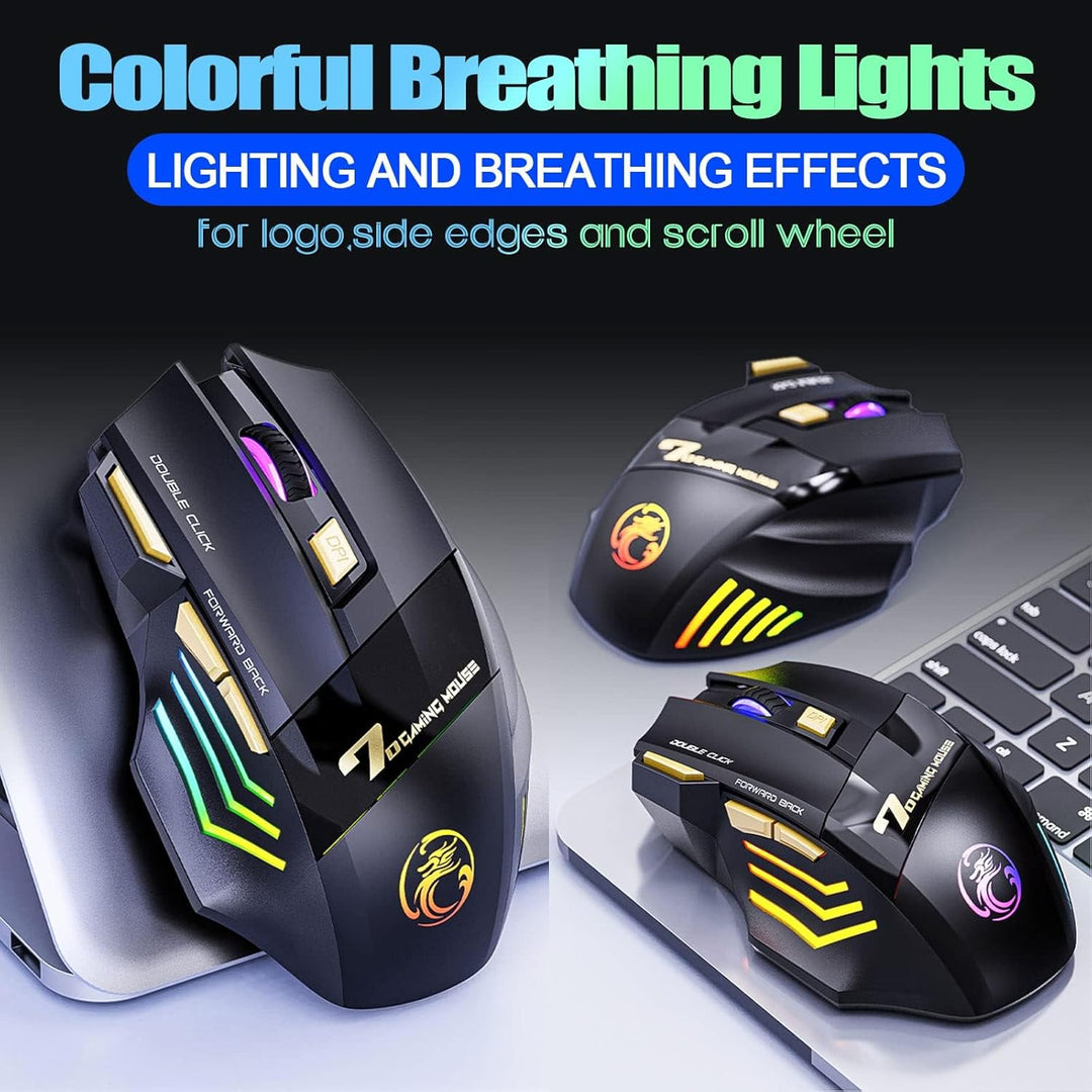 VEGCOO C8 Wireless Gaming Maus, wiederaufladbare Silent Click Gaming Maus mit 2.4G USB-Empfänger, 3