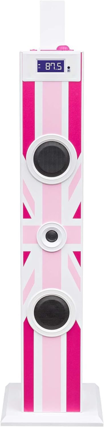 BigBen Sound Tower TW5 Union Jack Rosa inkl. Mikrofon, USB-Anschluss und Fernbedienung