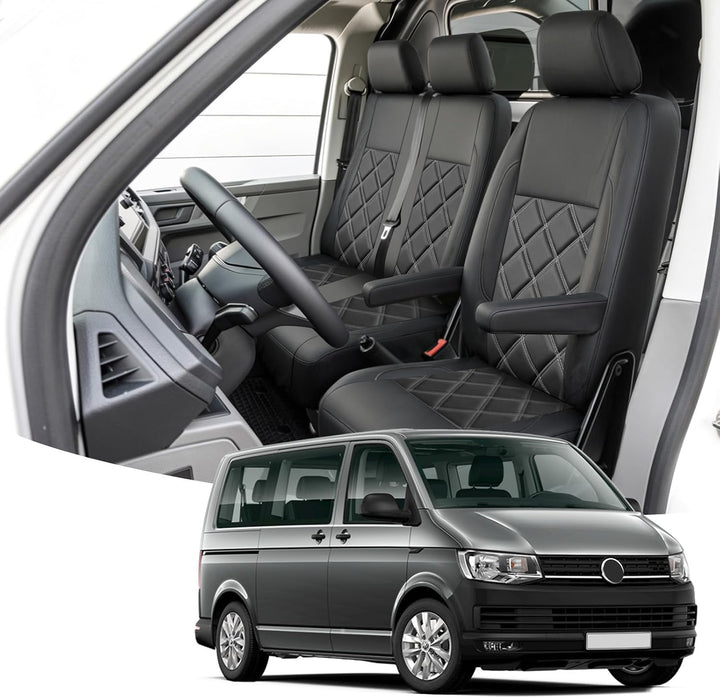 Sitzbezüge Auto für VW Transporter T6 T6.1, Vordersitzbezüge 2+1 | Autositzbezüge Schonbezüge, 1 Ein