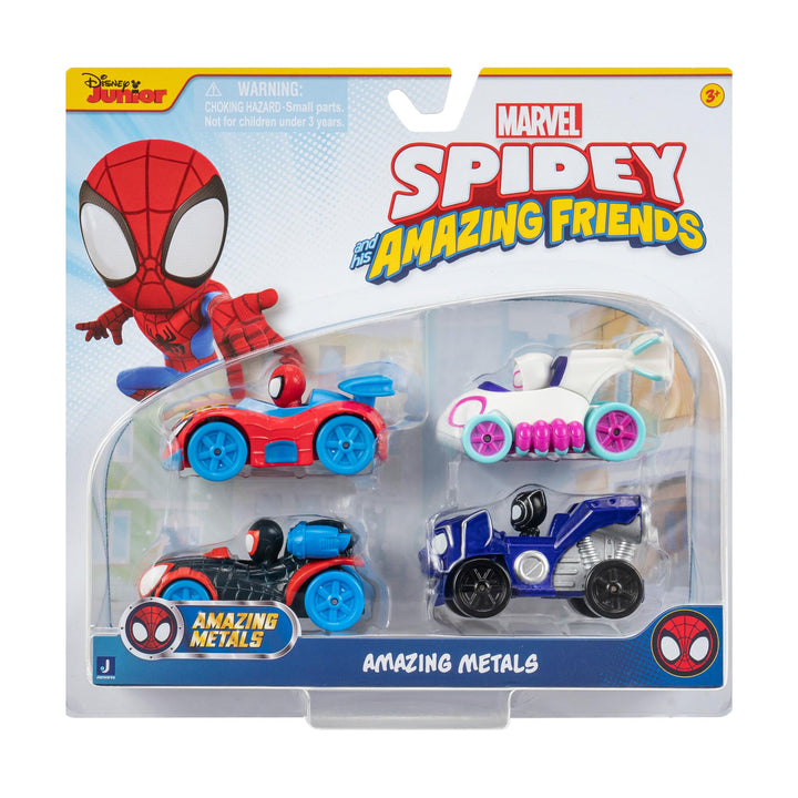 Spidey und seine Super-Freunde SNF0200 - Metall Fahrzeuge 4er-Set, Spielzeug ab 3 Jahren 4er-Pack, 4