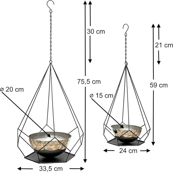 DanDiBo Blumenampel Innen Metall Wand Hängepflanzen 96095 2er Set mit Topf 6 Ecken Pflanzenhänger Bl