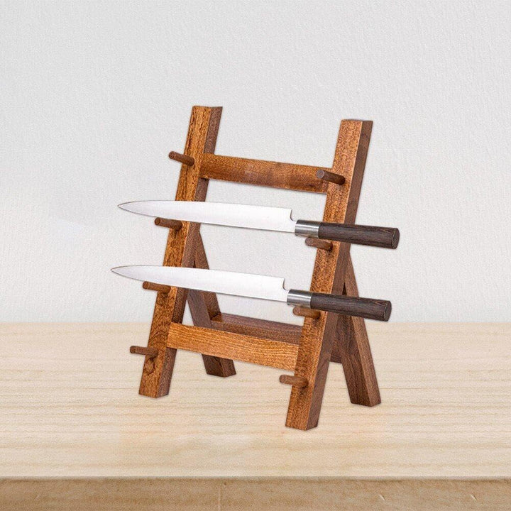 HiyyFloy Messerregal Aus Holz Im Japanischen Stil, 4-lagiger Lachsmesserhalter, Mehrlagiges Küchenla