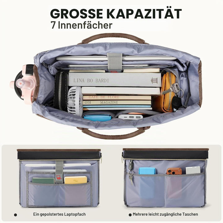 RAINSMORE Lehrertasche Damen mit Lunchfach 15,6 Zoll Laptoptasche Gross Isoliertes Fach Wasserdicht