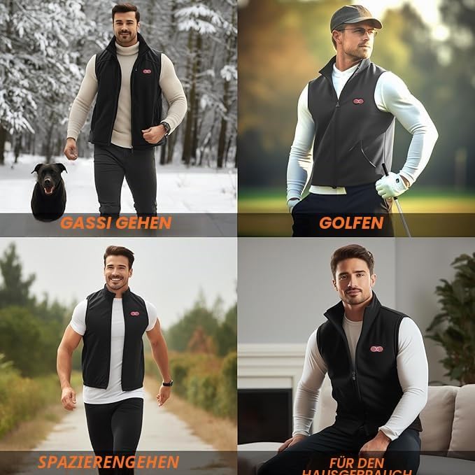 Techstuph Fleece Beheizbare Weste Herren, 3 Stufen einstellbar 5 Heizzonen Beheizte Weste Beheizbare