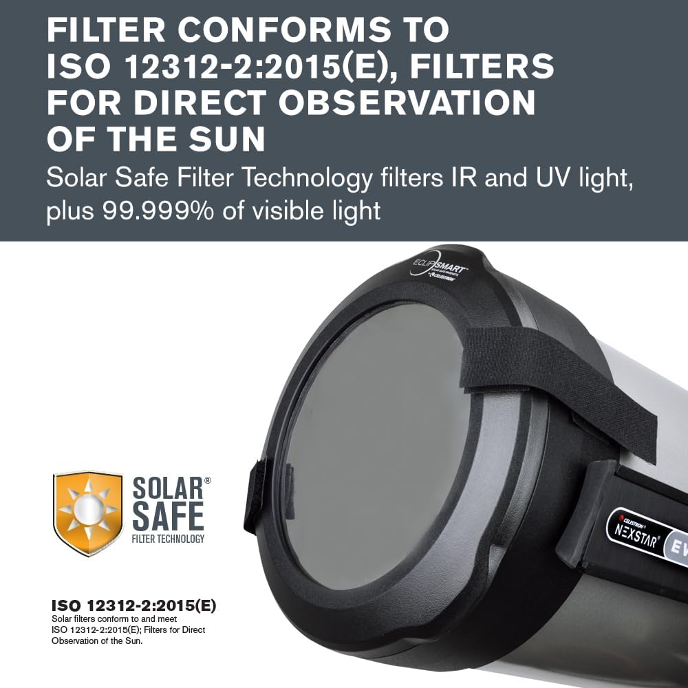 Celestron 94243 EclipSmart Teleskopfilter für Sonnenfinsternisse – ISO 12312-2 konform, sichere Pass