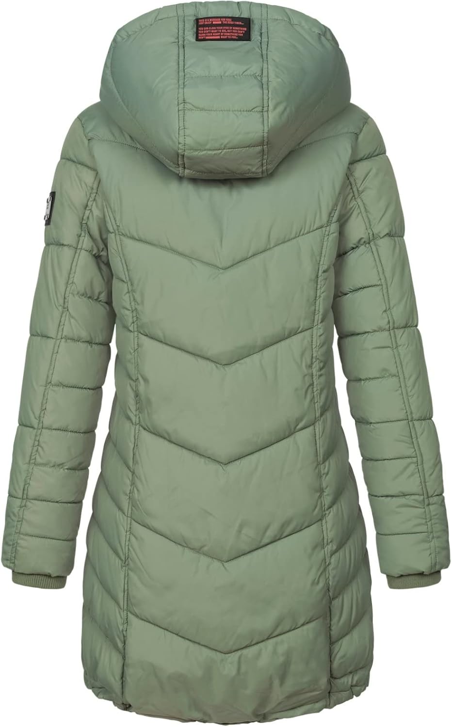 Sublevel Damen Jacke Steppmantel LSL-412 mit gefütterter Kapuze L agave green, L agave green