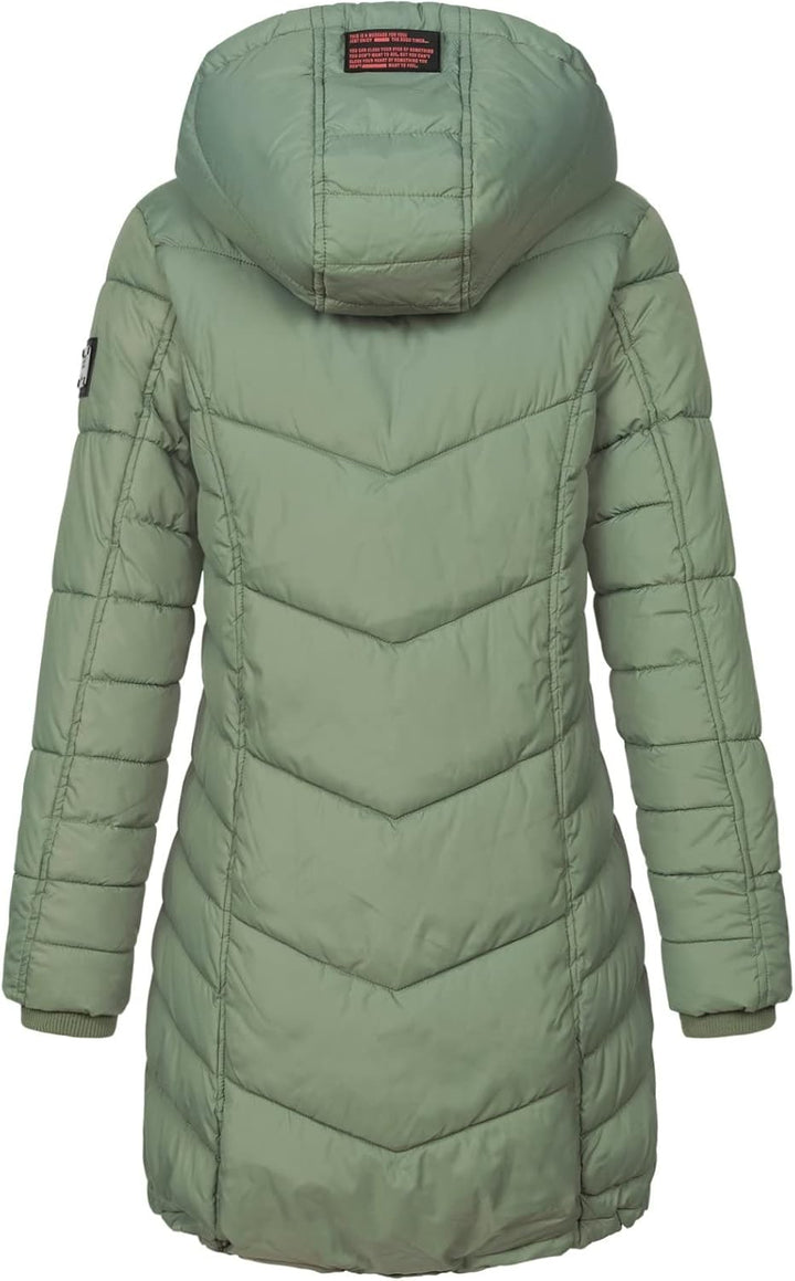 Sublevel Damen Jacke Steppmantel LSL-412 mit gefütterter Kapuze L agave green, L agave green