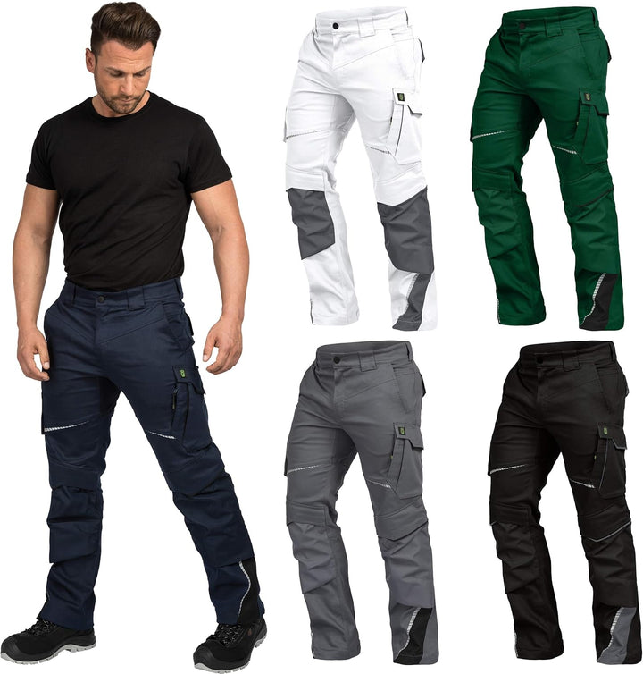 LEIB WÄCHTER Flex-Line Arbeitshose Bundhose Premium grün-schwarz mit Spandex … 58 Schwarz/Grau, 58 S