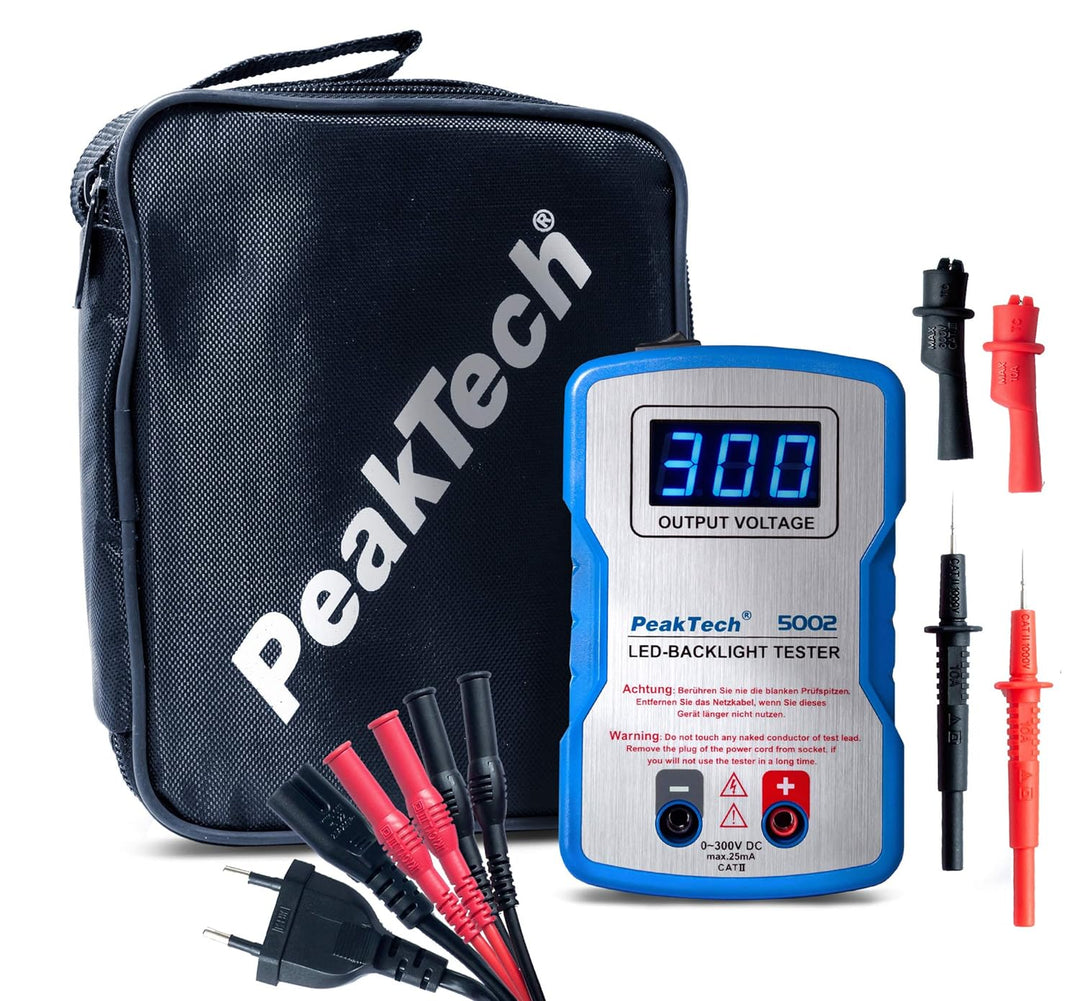 PeakTech 5002 – LED Tester 0-300V DC, LED Lampen und Bauteil Prüfer mit Softanlauf, TV Backlight Bel
