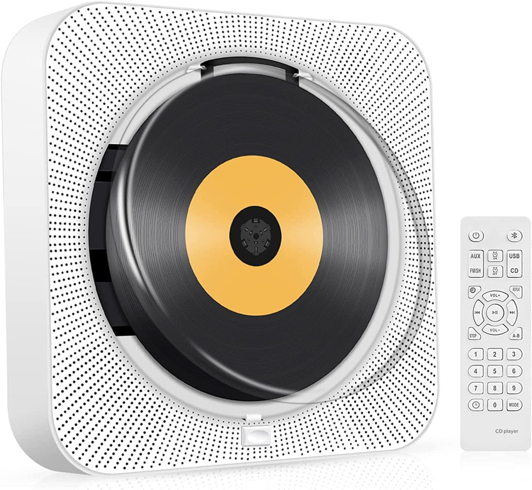 Tragbarer CD Player mit Bluetooth USB - Wand Montierbaren HiFi Lautsprechern mit Fernbedienung Multi