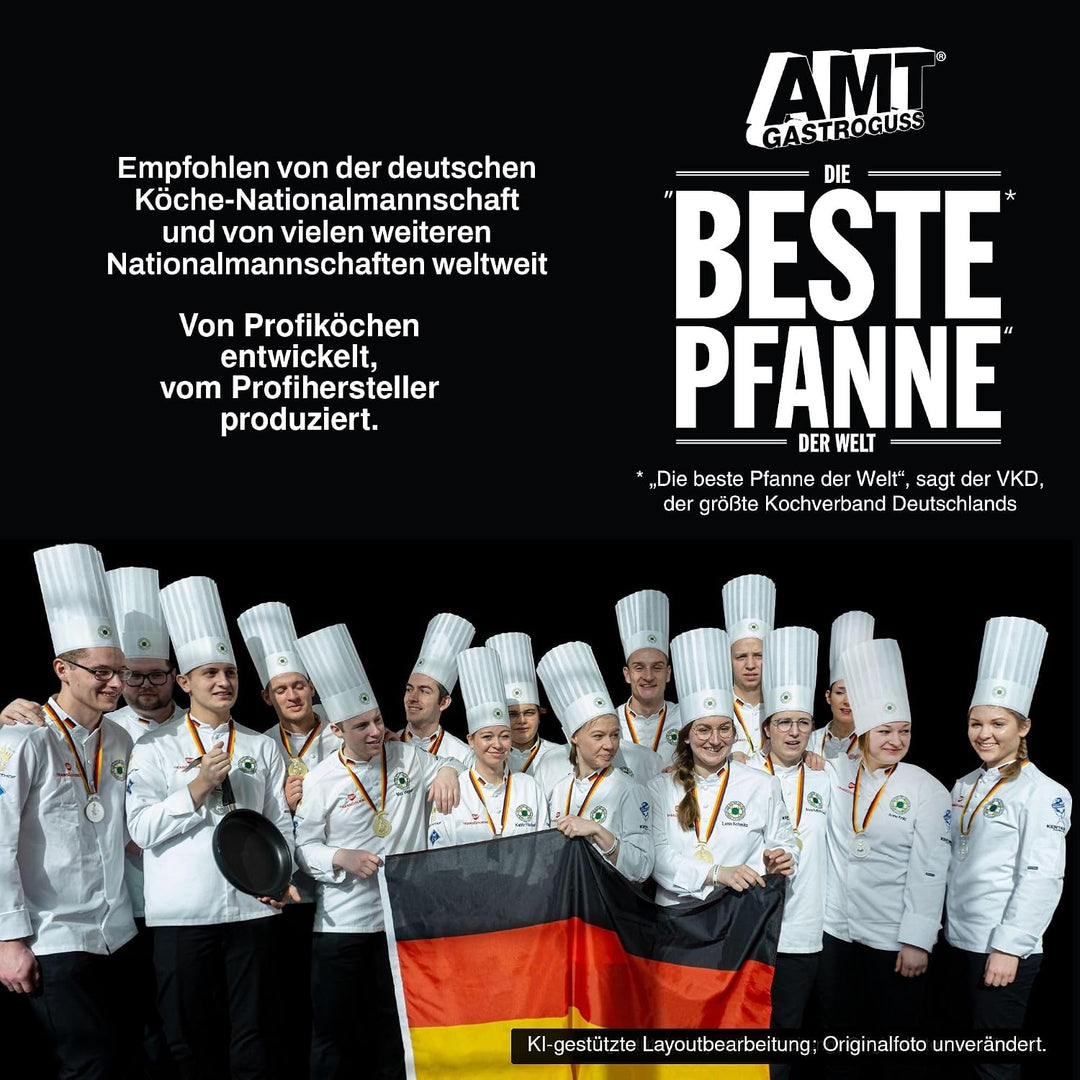 AMT Gastroguss Bratpfanne 32 cm Ø Schwenkpfanne 4 cm hoch, fester Stiel, nicht induktionsgeeignet, L